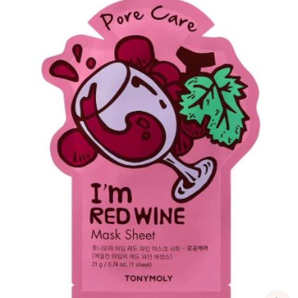 NWT TonyMoly I'm Sheet Mask RED WINE. Korean beauty Pore Care. 1 sheet
